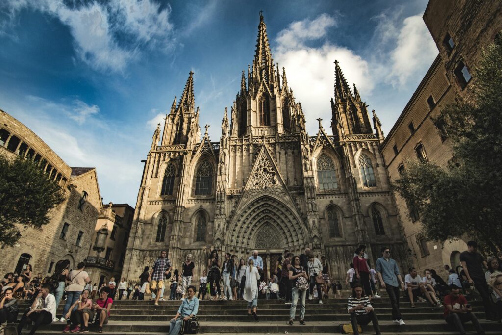 Stunning Cathedral of Barcelona in the Gothic Quarter 